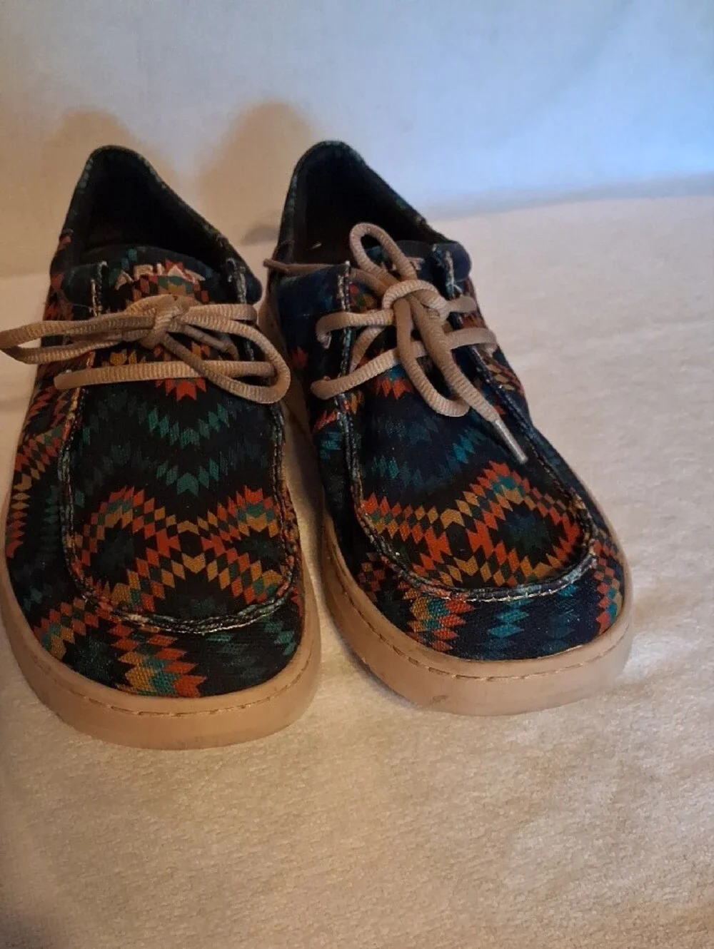 Ariat Men's Multicolor Geometric Pattern Boat Shoes with Cream Laces